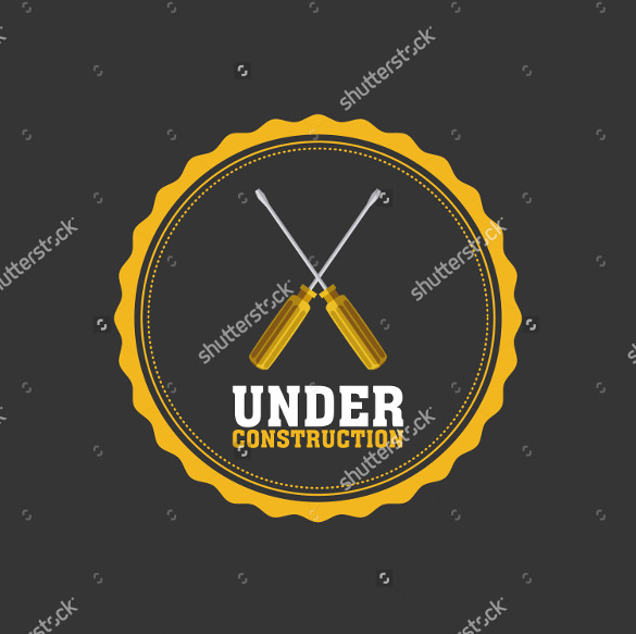 isolated under construction icon on a round label format template download