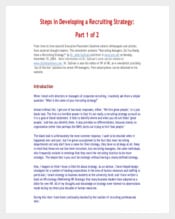 Developing A Recruiting Strategy Template Pdf Format