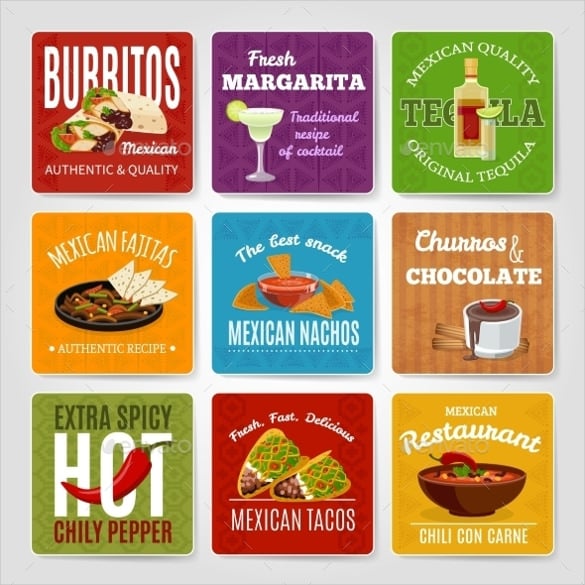 mexican food labels set of example 
