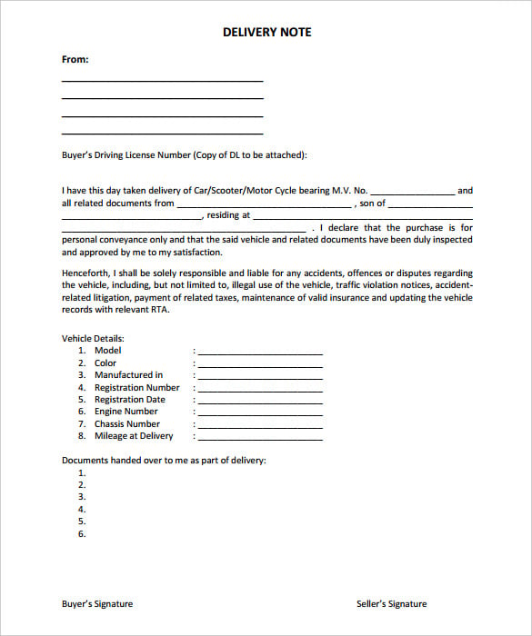 delivery note template pdf printable format download