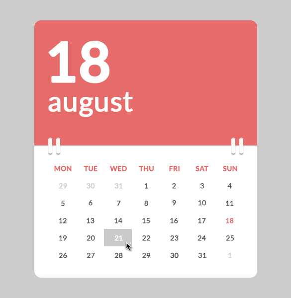 calendarul anual în format psd html css download