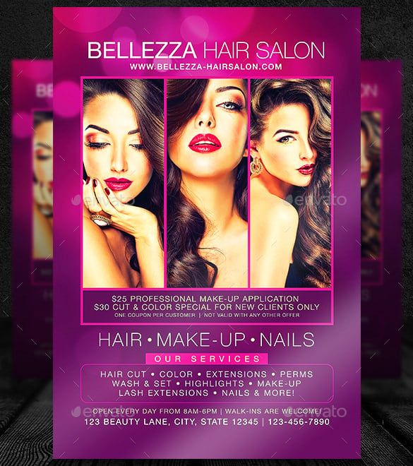 download hair salon flyer template psd format