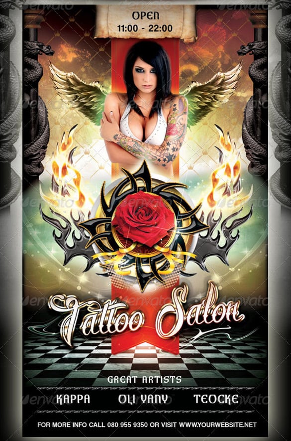 tattoo salon flyer template psd design download