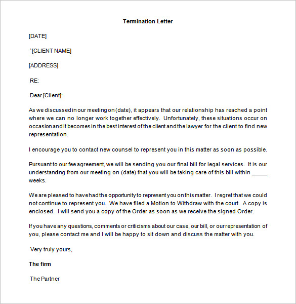 How To Fire A Client Examples 14+ Partnership Termination Letter Templates - PDF, DOC