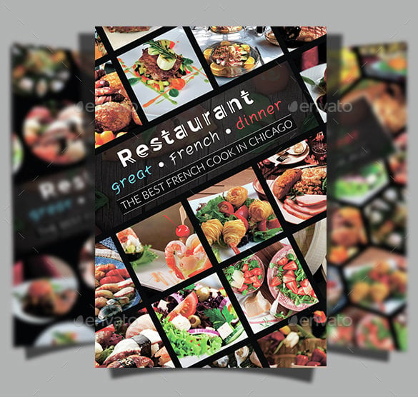 french restaurant flyer template photoshop psd download
