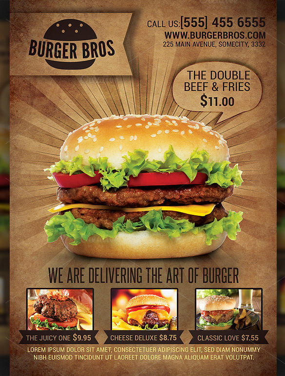 burger promotion restaurant flyer template premium