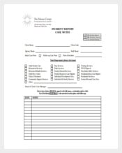 Incident Report Case Note Word Template Free