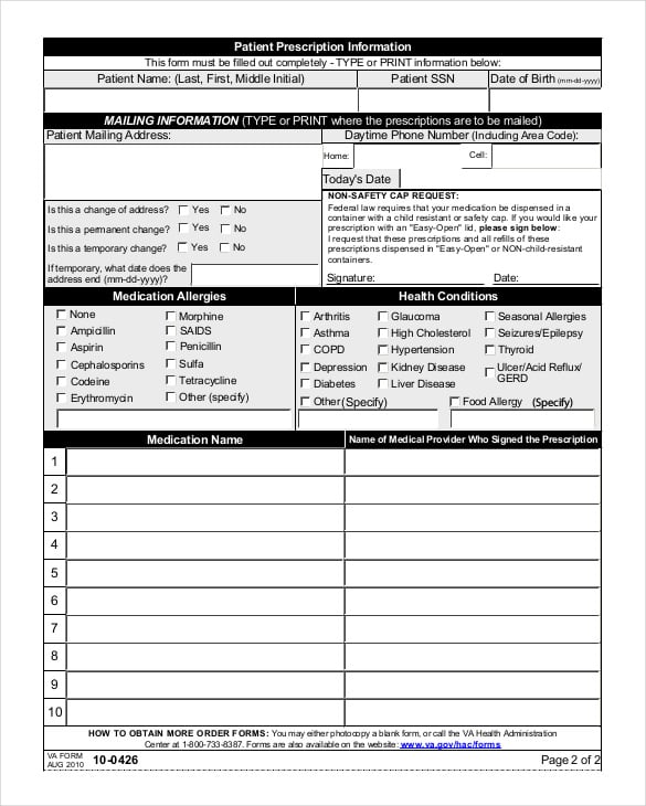 patient prescription of doctor information template free pdf