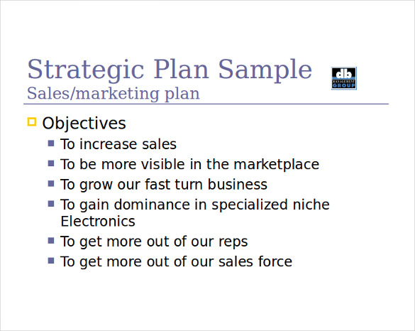 strategic plan sample sales marketing plan