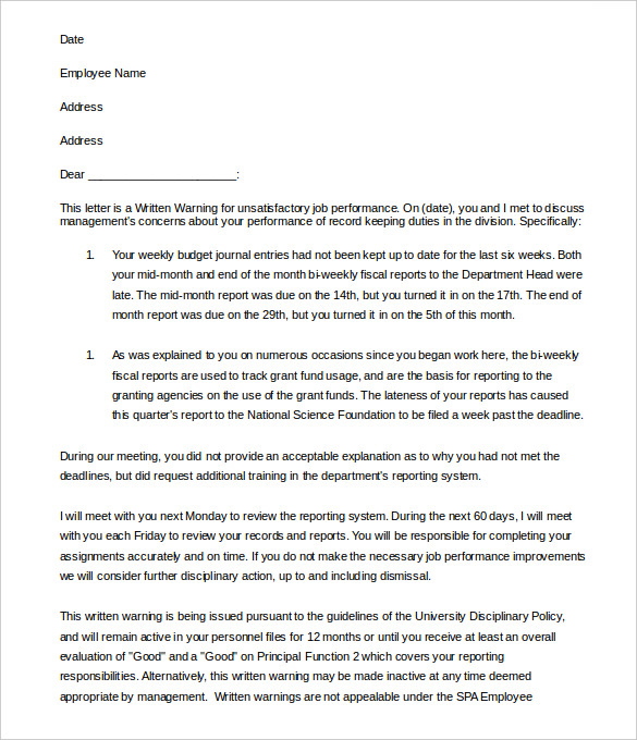 to a letter answer how reprimand Warning Format  Example Letters HR Free Sample, 33