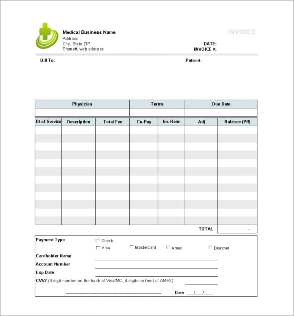 medical business invoice receipt template download 