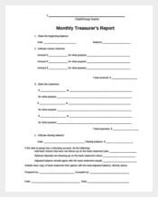 Clubs Monthly Treasurers Report Free PDF Template Download
