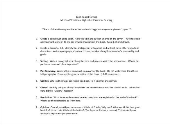 basic book report questions
