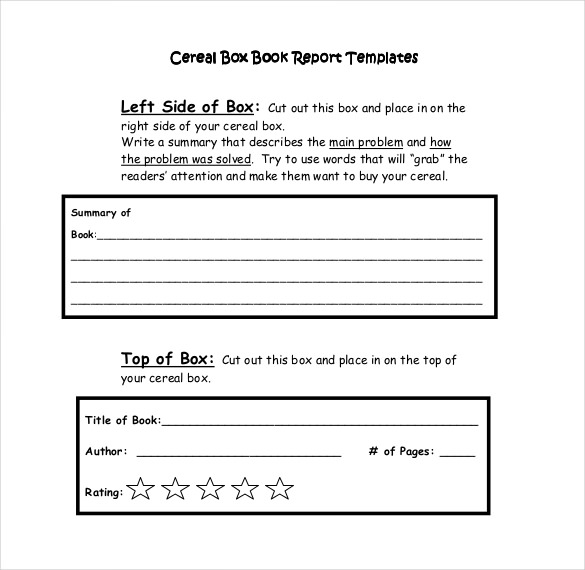 cereal box book report template