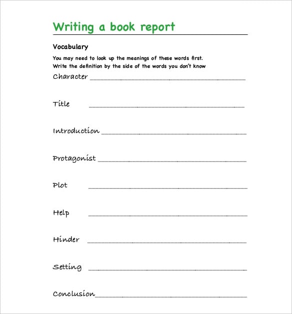 how to write a setting for a book report