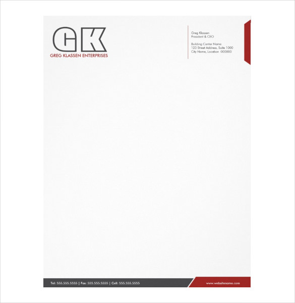 professional dark gray red letterhead template download