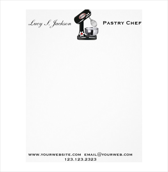 professional chef baker letterhead template format