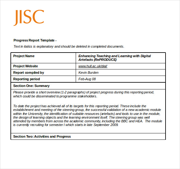 write thesis progress report