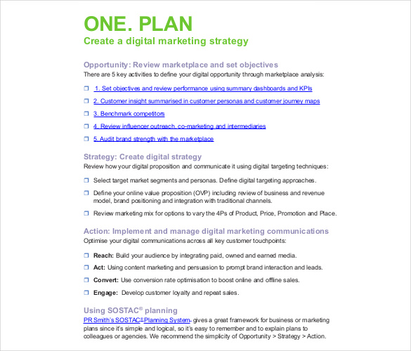 digital marketing strategy planning template