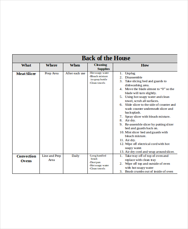 master cleaning schedule template