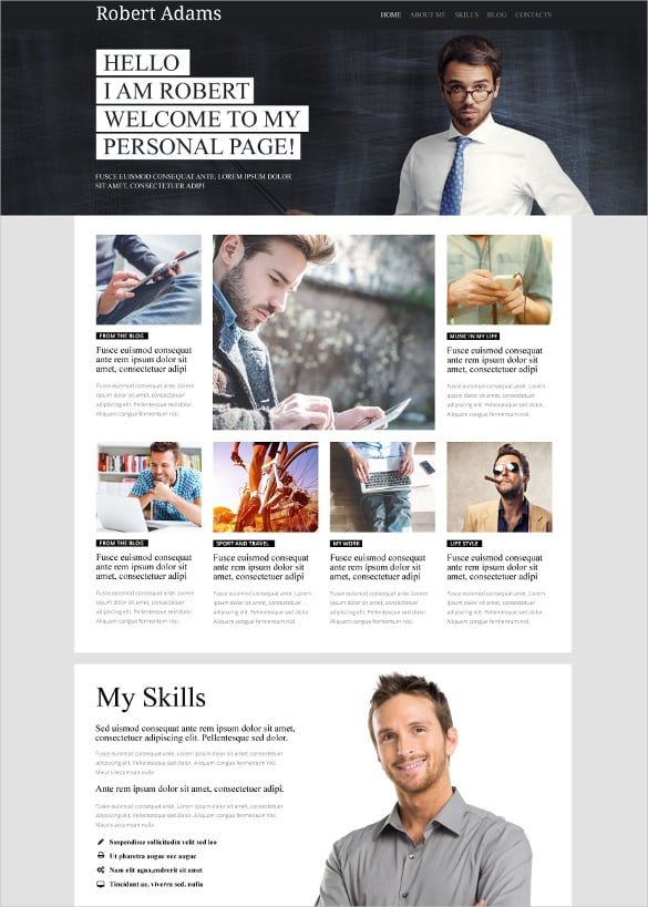 personal page psd template