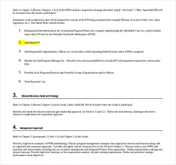 free download acquisition strategy doc format template