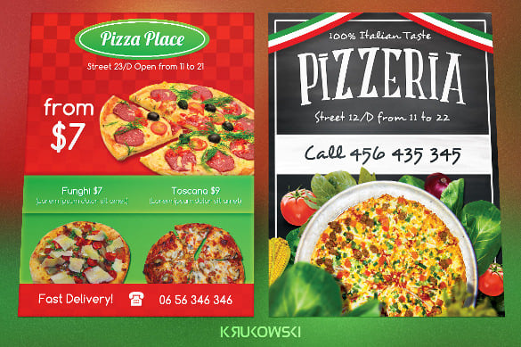pack of pizzeria flyers bundle template