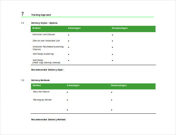 sample training strategy doc format free download template