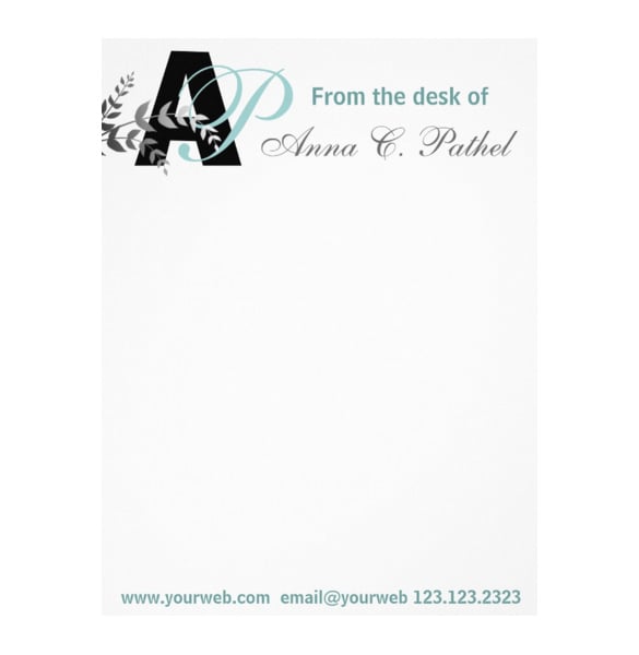 monogrammed bold initials personalized letterhead