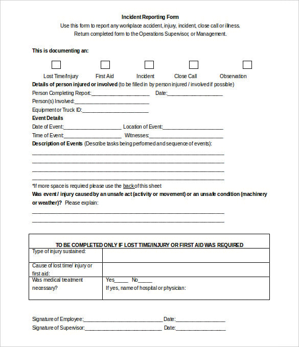 editable person injured incident reporting form download