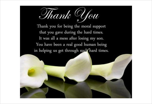 funeral thank you card