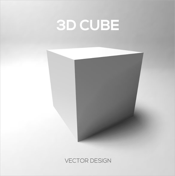 d cube on gray background template