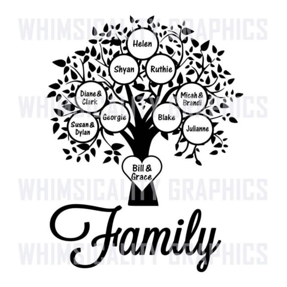 digital file family tree blank template with svg format