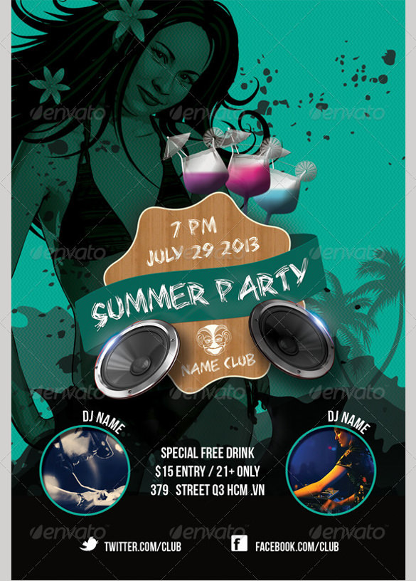 super hot summer party flyer template download