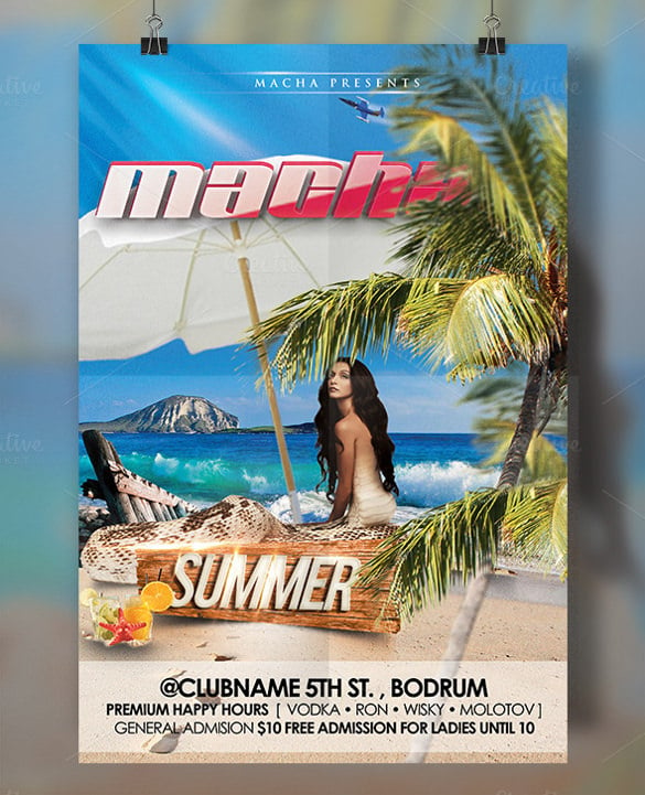 sea and natural environmented summer flyer template