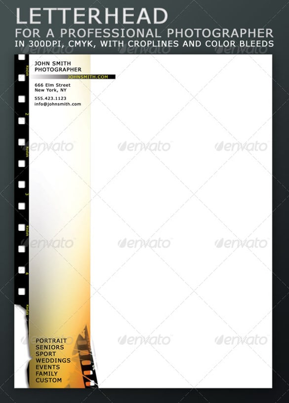 letterhead for a professional photographer template download