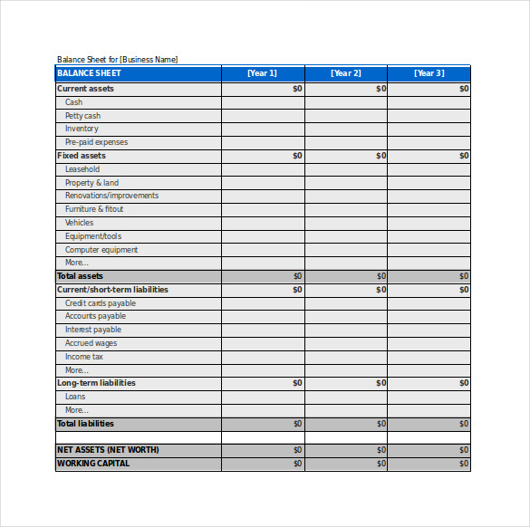 new balance sheet format in excel