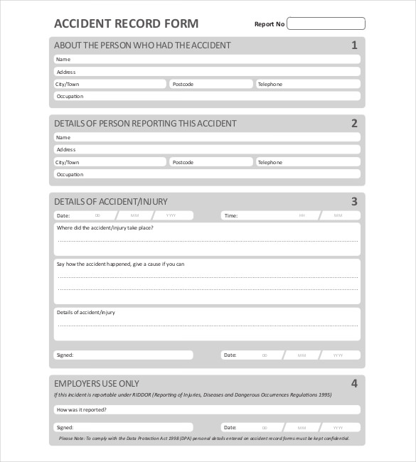 blank accident report template