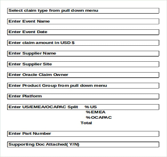 supplier claims submission inventory template excel