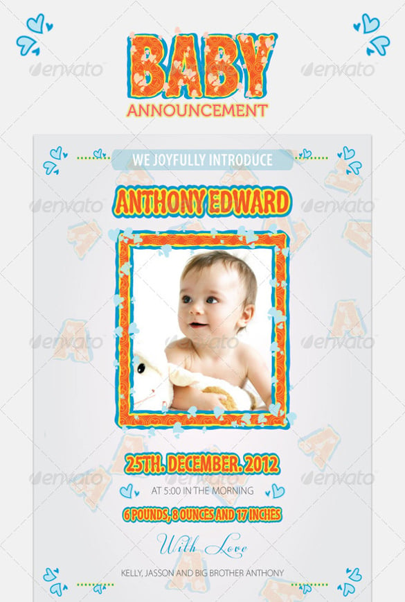 one click baby born announcement invitation tempalte