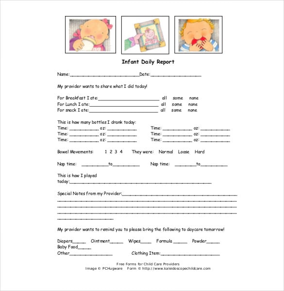 infant daily report