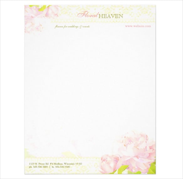 beautiful peony business or personal letterhead example 