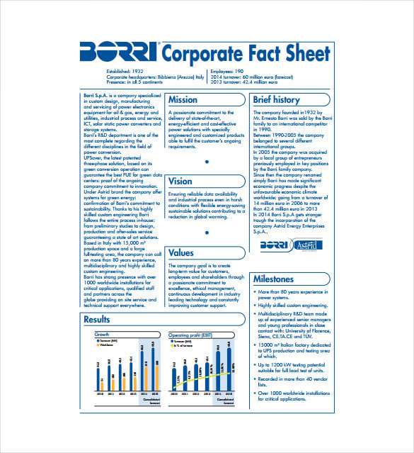 corporate fact sheet free pdf template download