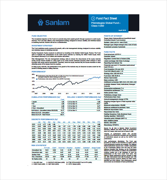 fund fact sheet pdf template free download