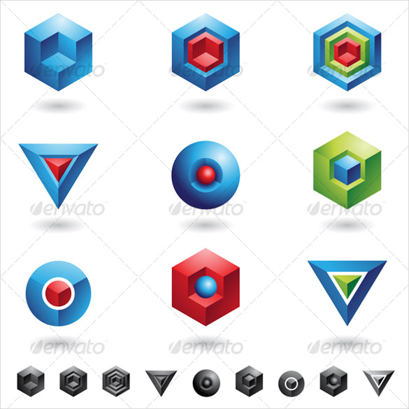 d cubes triangles geometric shapes template