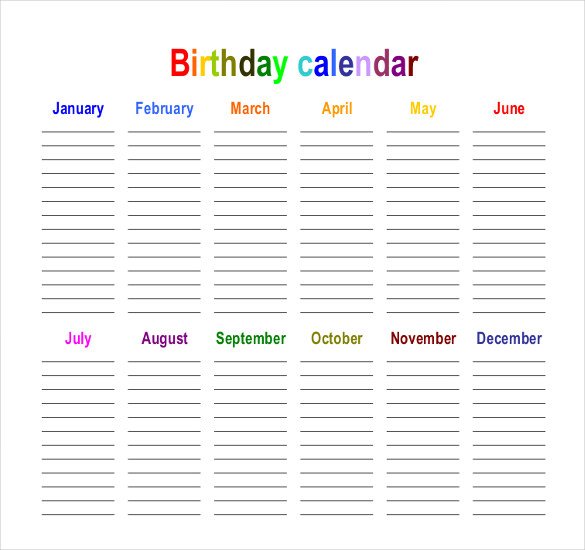 45  Birthday Calendar Templates PSD PDF Excel