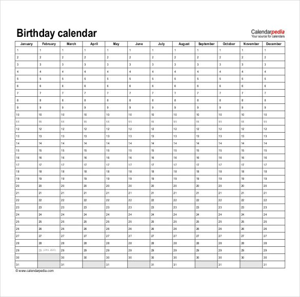 45+ Birthday Calendar Templates - PSD, PDF, Excel