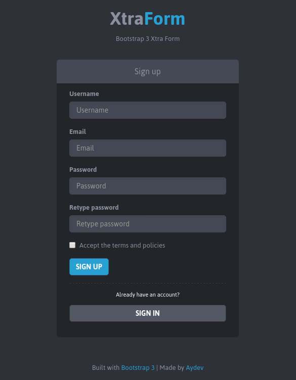 Registration form template html css free download