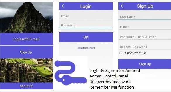 login and signup kit for android in html file down