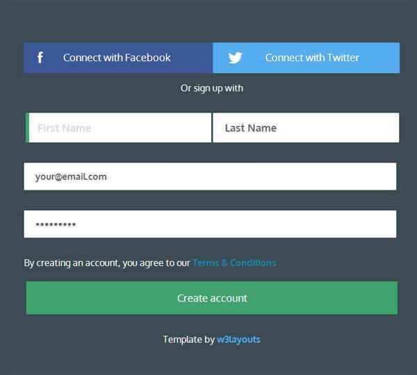 signup form flat template11